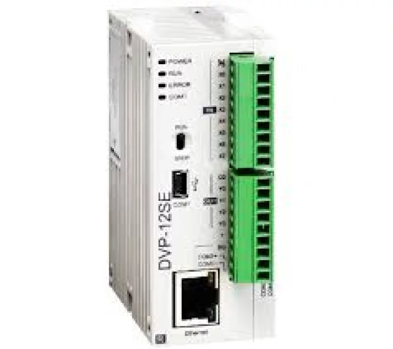 DVP12SE11R 12 Point, 8DI, 4DO (Relay), 24V DC Power, 2 шины расширения, поддержка Modbus TCP и Ethernet/IP